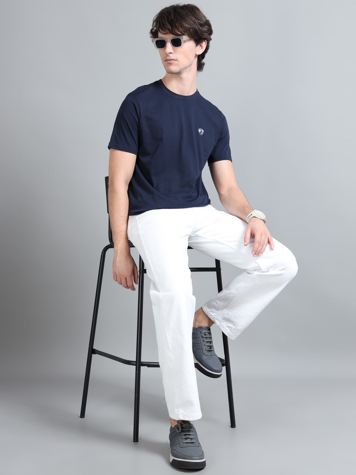 Navy - Cotton Basic T-Shirt