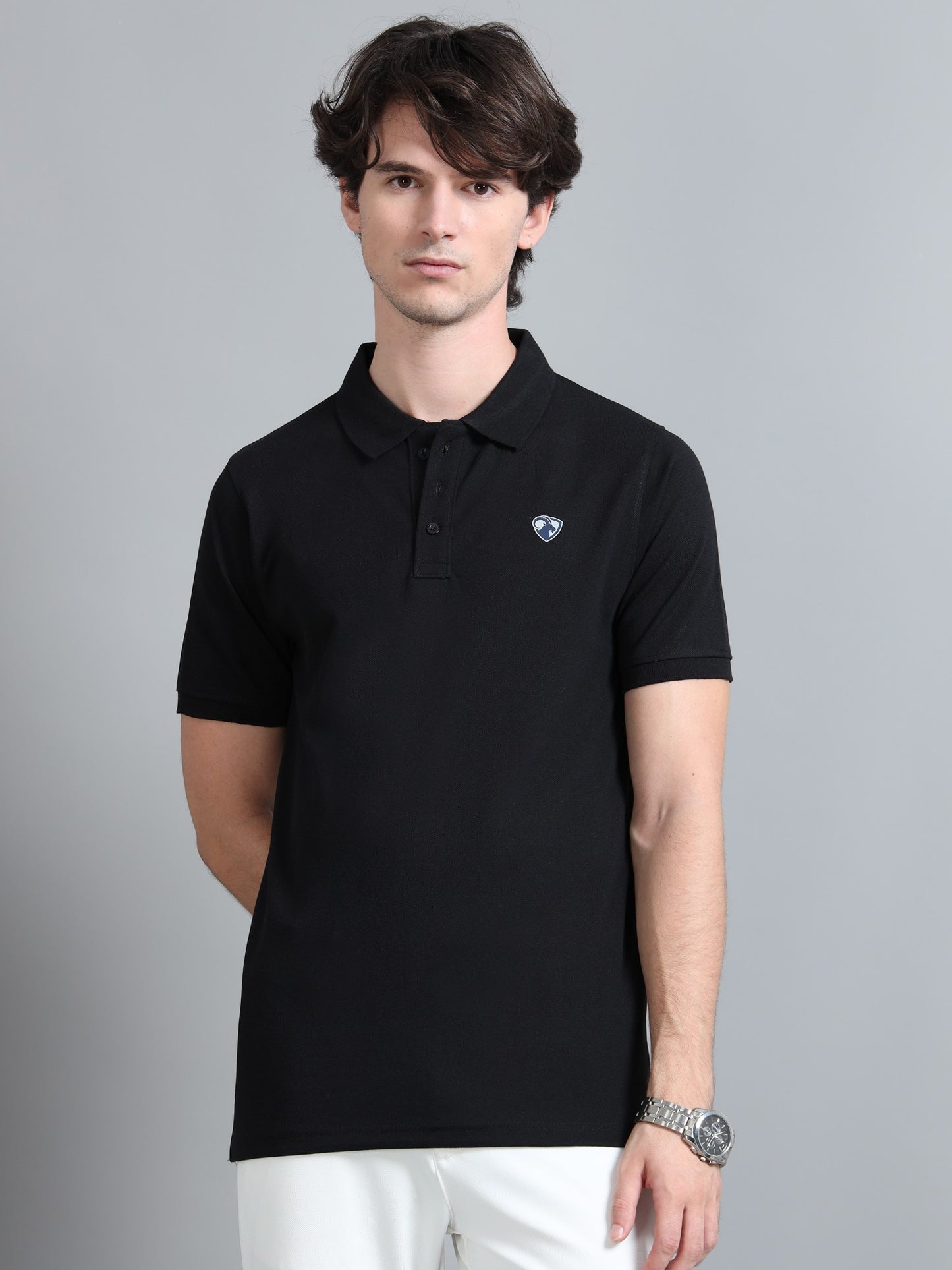 Black Cotton Rich Polo