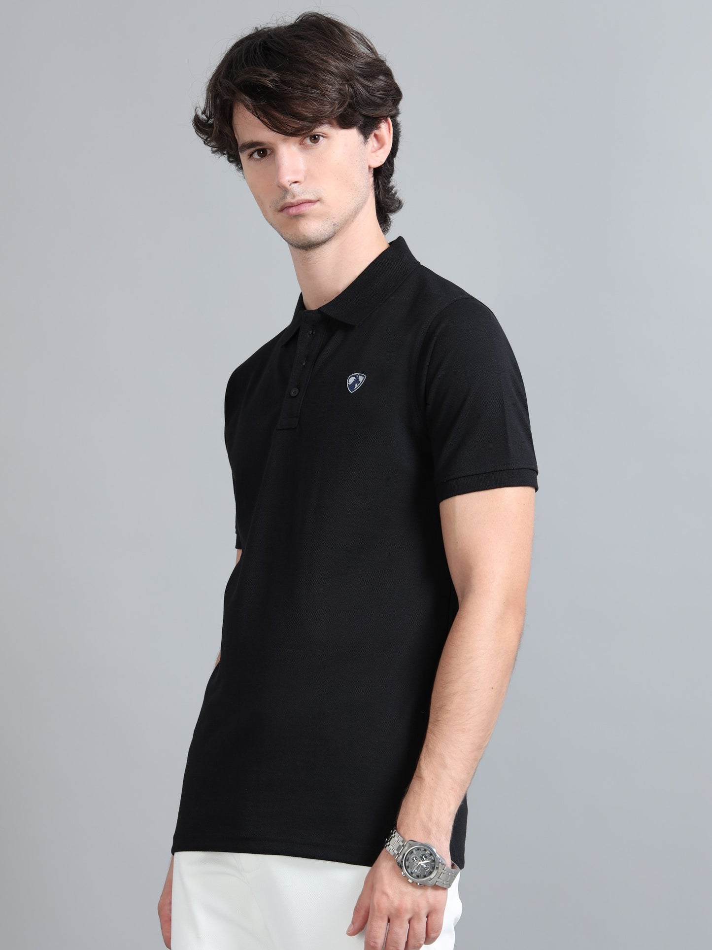 Black Cotton Rich Polo