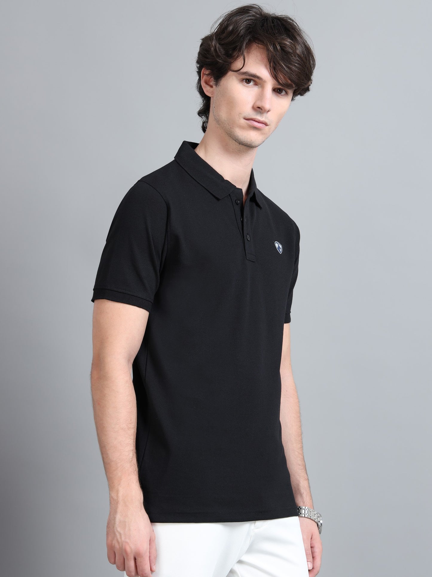 Black Cotton Rich Polo