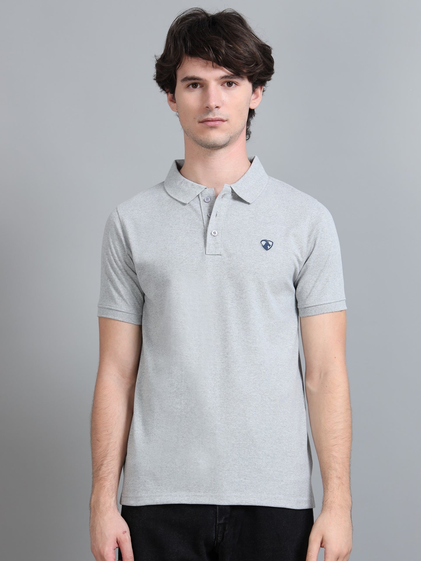 Grey Mel Cotton Rich Polo