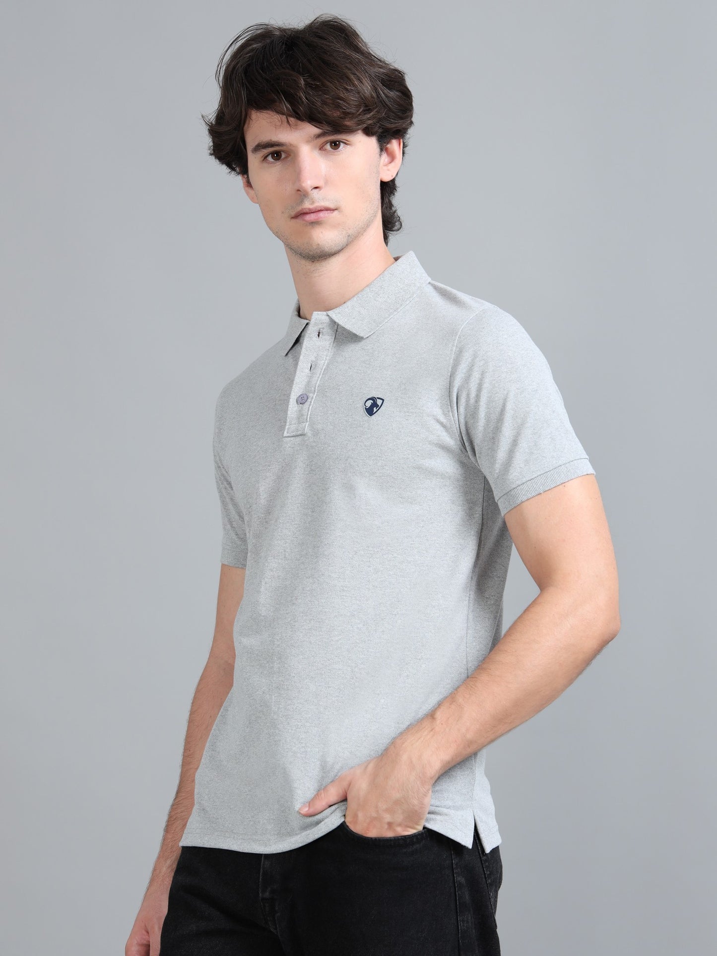 Grey Mel Cotton Rich Polo