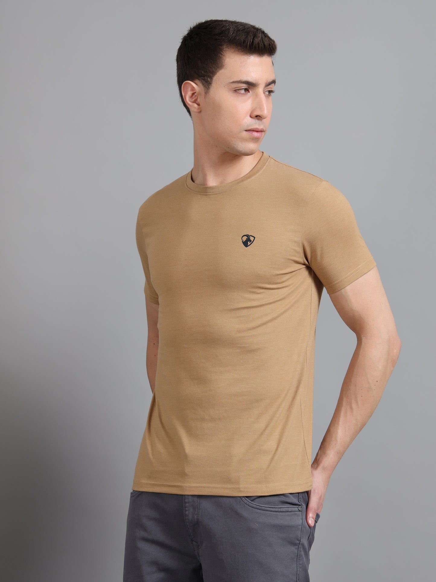 Beige - Cotton Basic T-Shirt