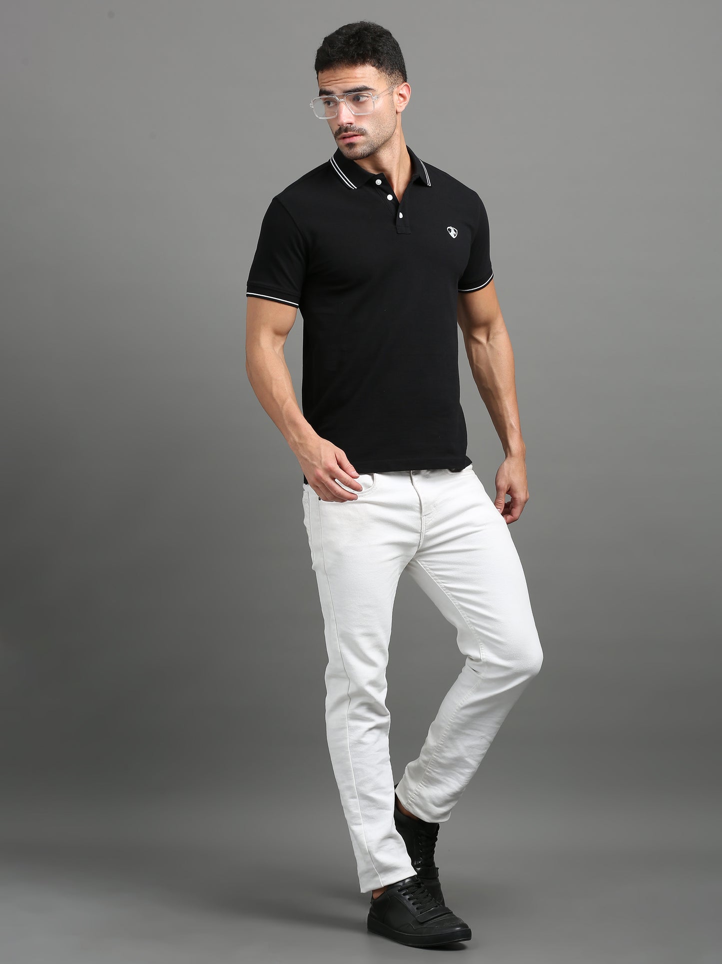 Black - 100% Cotton Bio Washed Polo