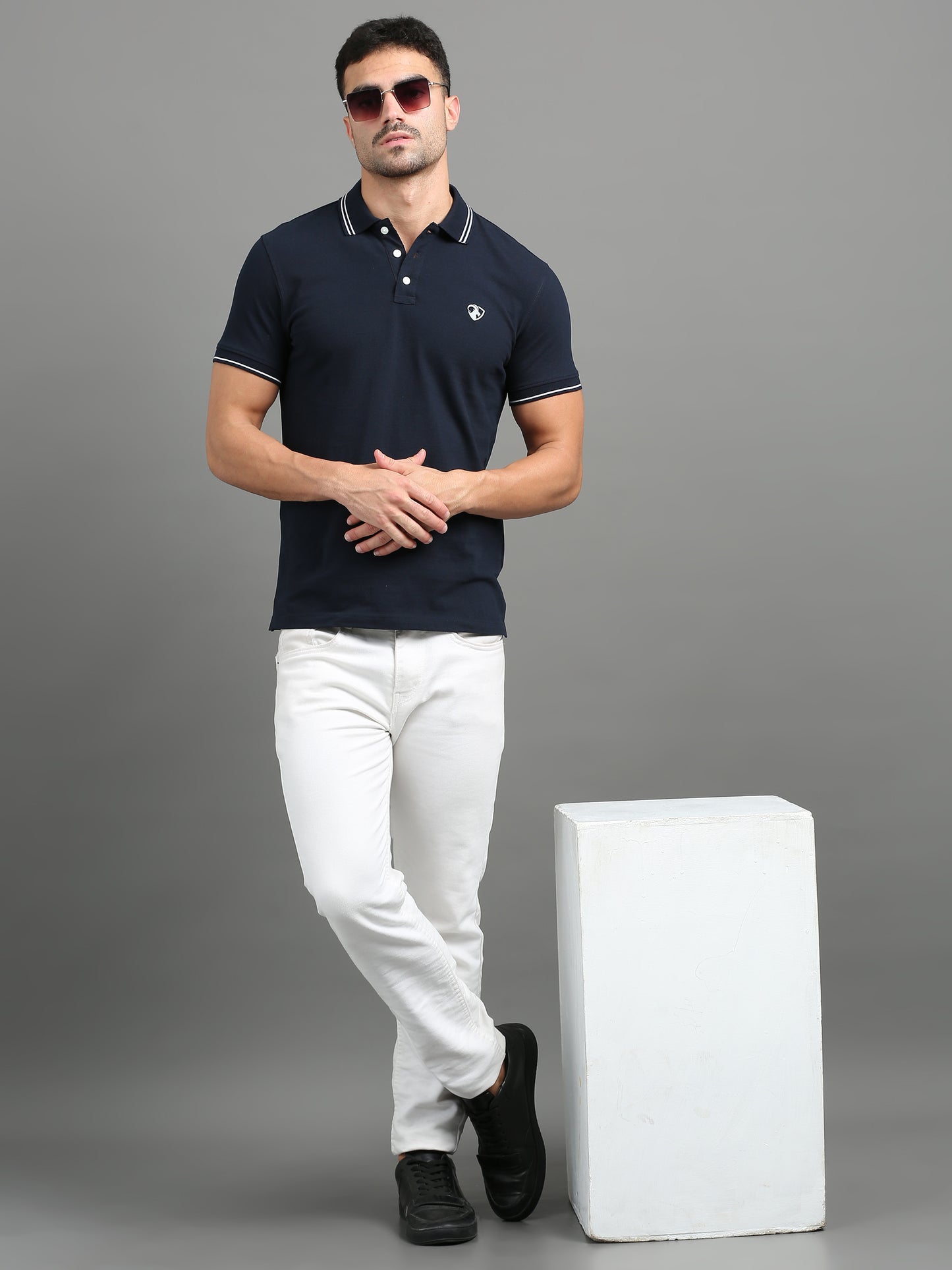 Navy - 100% Cotton Bio Washed Polo