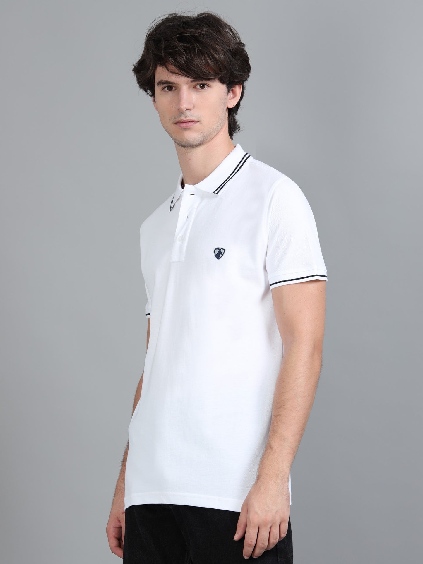 White  - 100% Cotton  Bio Washed Polo
