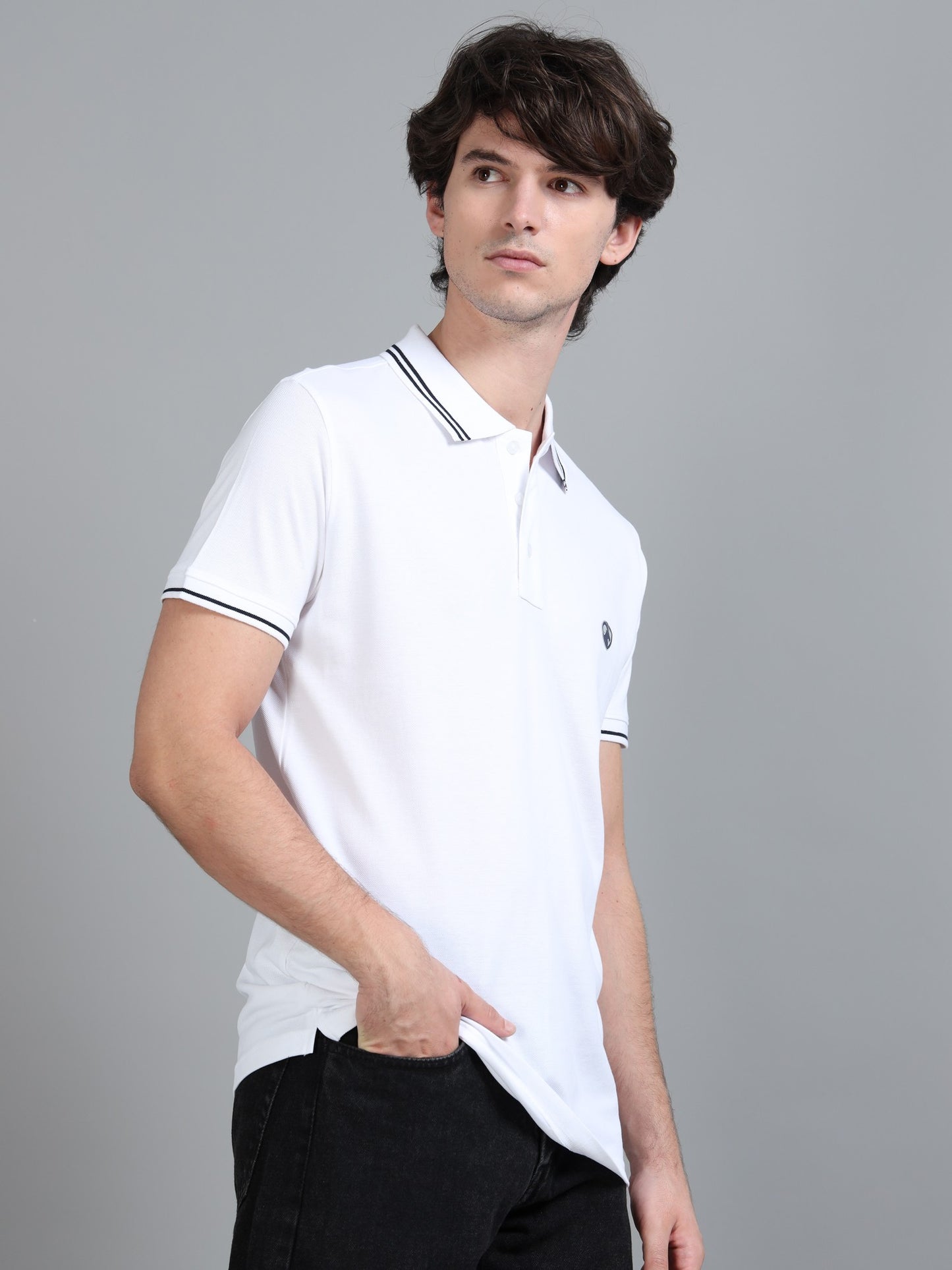 White  - 100% Cotton  Bio Washed Polo
