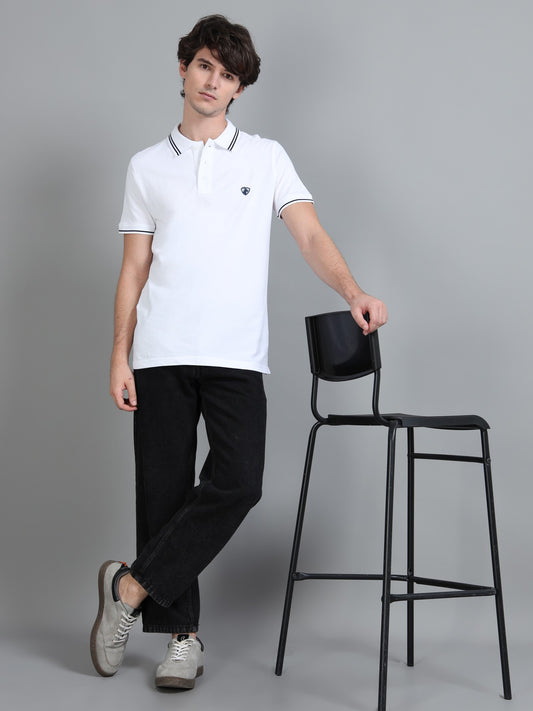 White  - 100% Cotton  Bio Washed Polo