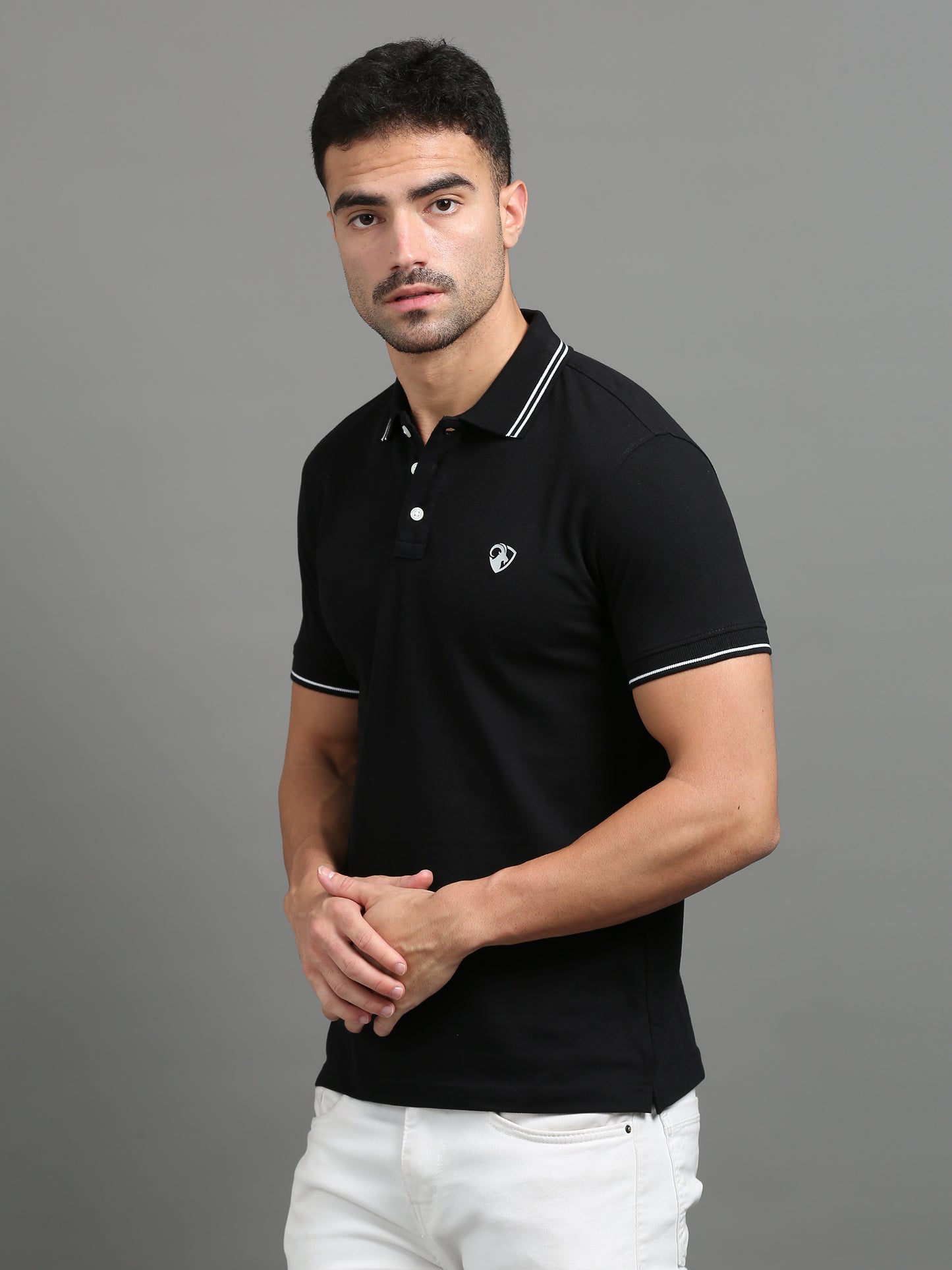 Black - 100% Cotton  Bio Washed Polo