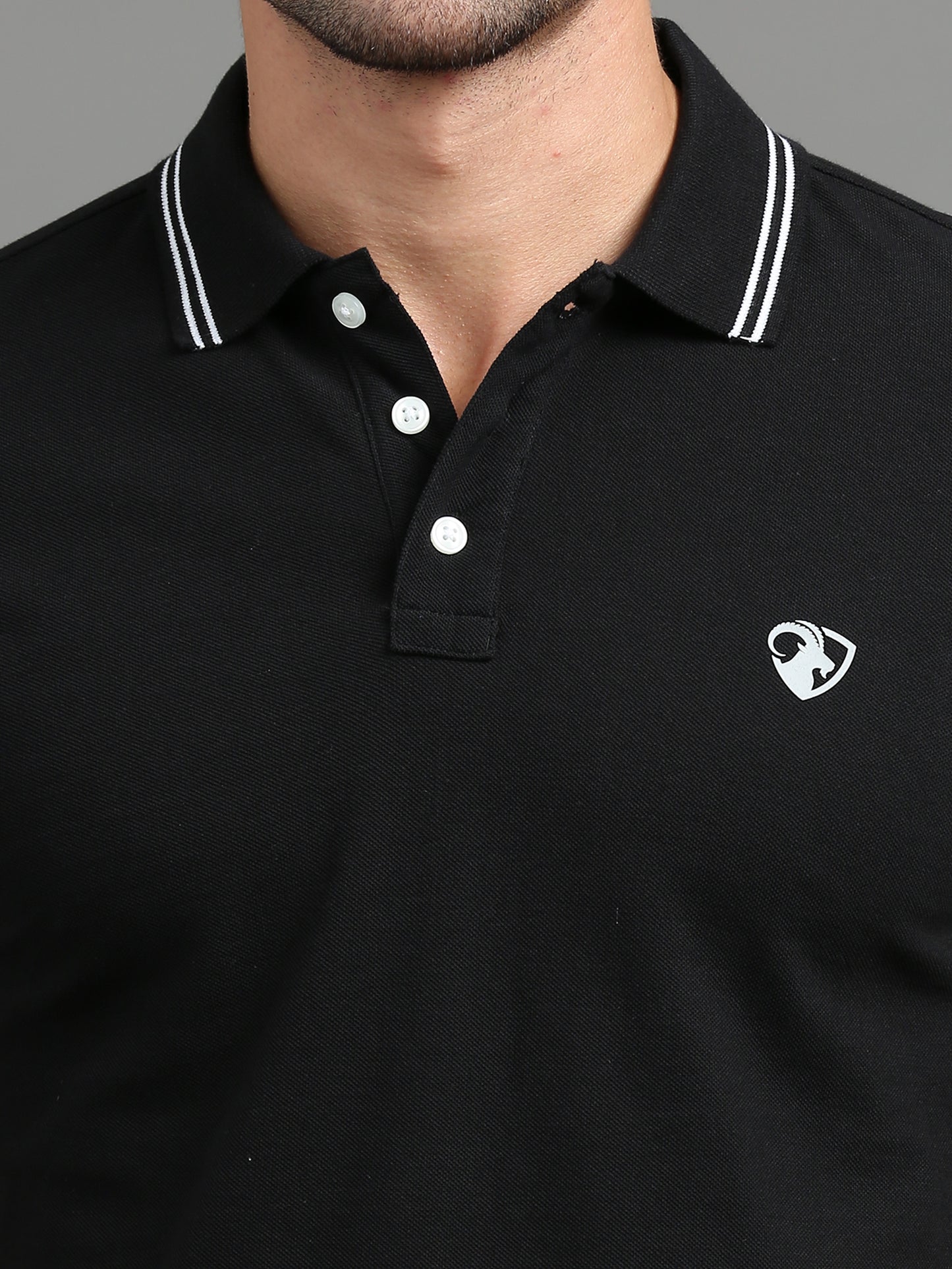 Black - 100% Cotton  Bio Washed Polo