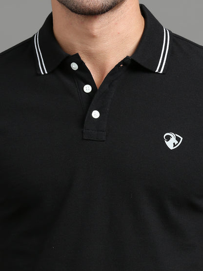 Black - 100% Cotton  Bio Washed Polo