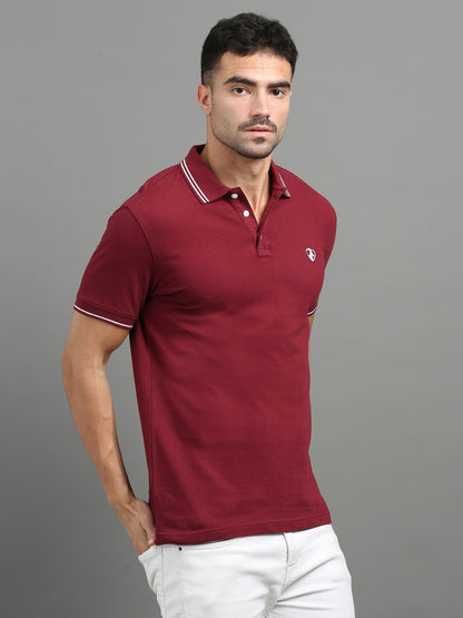 Maroon - 100% Cotton  Bio Washed Polo
