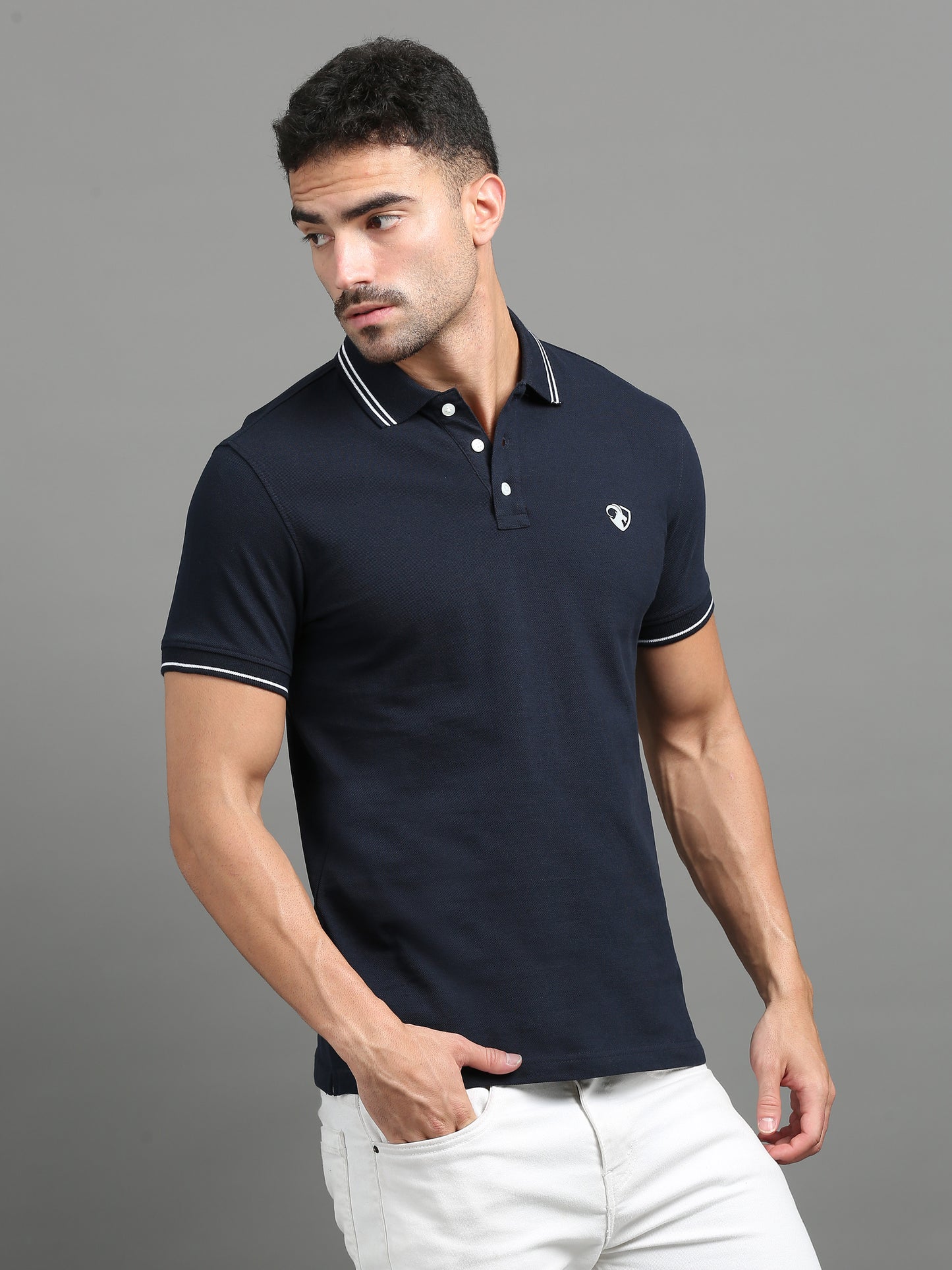 Navy - 100% Cotton  Bio Washed Polo