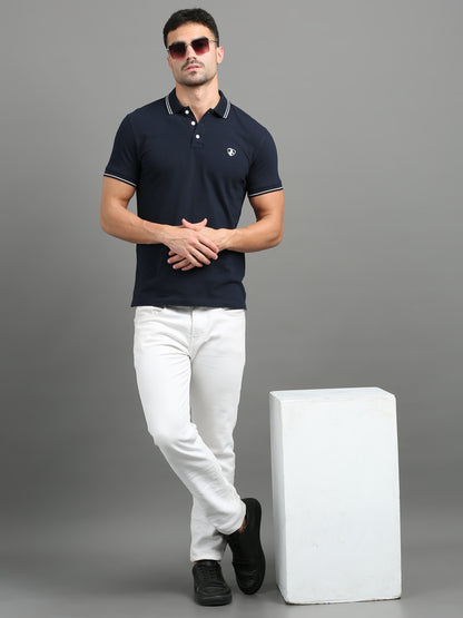 Navy - 100% Cotton  Bio Washed Polo